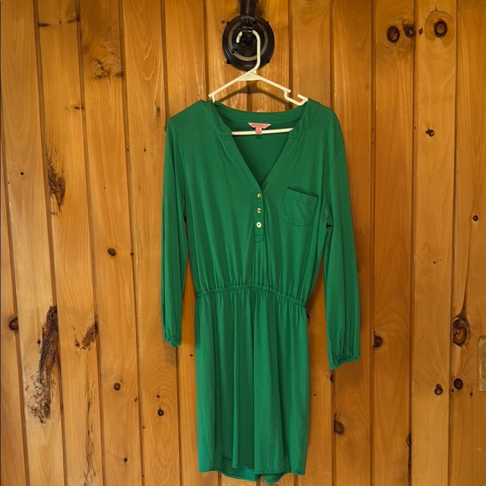 Lilly Pulitzer Green Buttoned Smocked Sundress